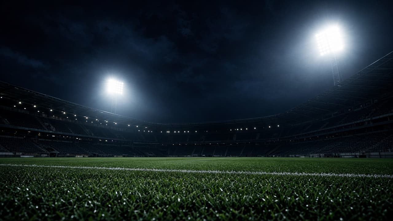 Football pitch under stadium lights